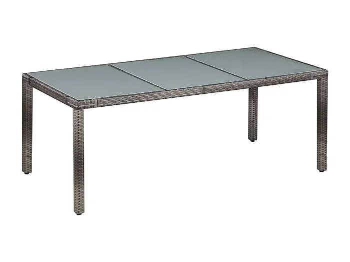 Fea Set de comedor de jardín 9 pzas y cojines ratán sintético gris