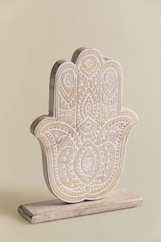 Figura decorativa en madera de mango Biaru Madera Blanca Vintage – SKLUM