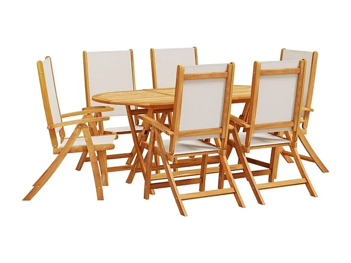 Fjorda Juego comedor de jardín 7 pzas madera maciza acacia y textileno