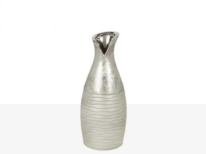 Florero Ceramica Plata Dos Texturas