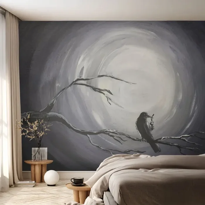 Fotomural Autadhesivo Deluxe Sticker – La clave del misterio de la noche – Abstracción, Cuervo, Pájaro – 150×105 cm