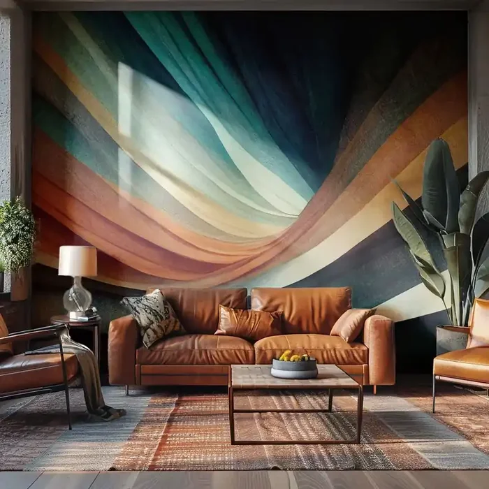 Fotomural Premium Canvas – Tejido de colores – Pedazo, Abstracción, Líneas – 200×140 cm