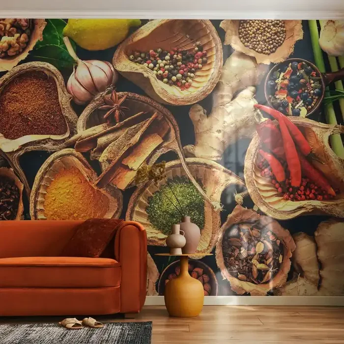 Fotomural Standard Eco – Toma lo que quieras – Gastronomía, Hierbas secas, Especias – 200×140 cm