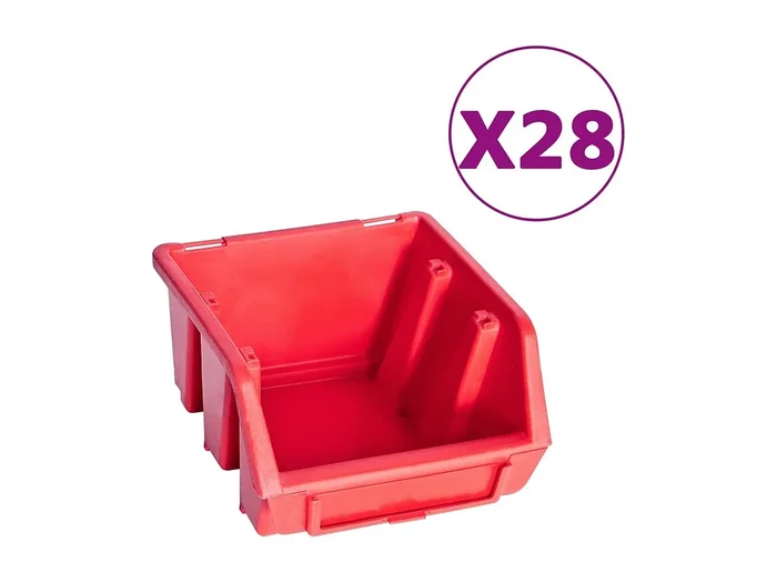 Garden Furniture – Kit de cajas de almacenaje 141 pzas paneles de pared rojo/negro