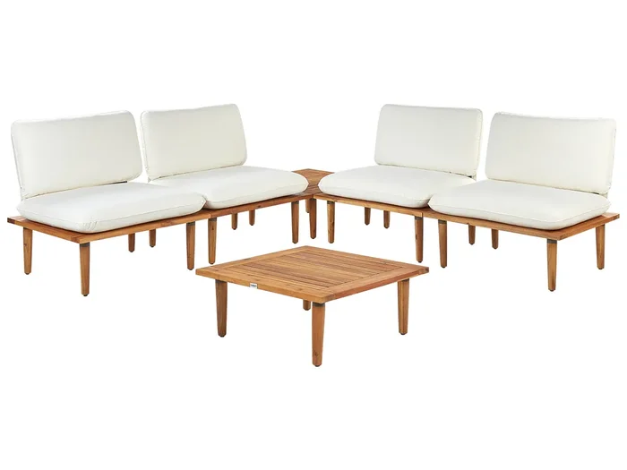 Garden Lounge Set with Table 4 Seater FRASCATI Modular Certified Acacia Wood Off-White