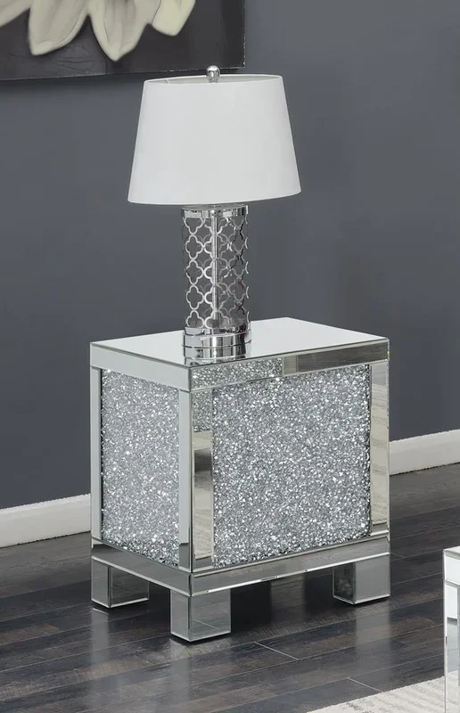 Gillian Silver/Clear Mirror Square End Table