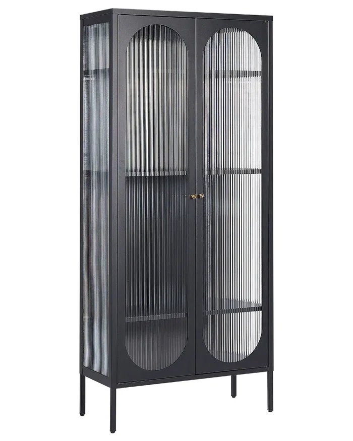 Glass Display Cabinet FOXTON Metal 80 cm Black