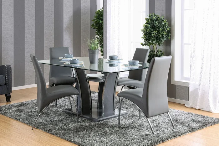Glenview Gray/Chrome Dining Table, Gray