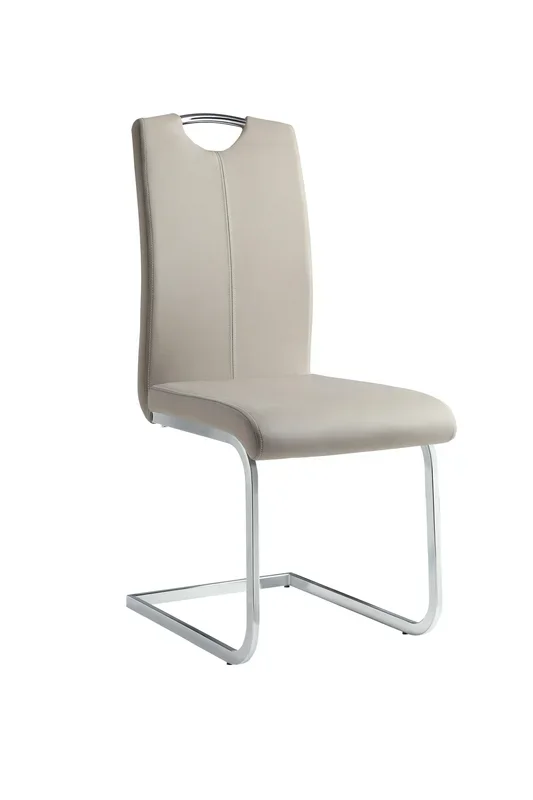 Glissand Chrome Metal/Gray Faux Leather Dining Side Chair, Set of 2