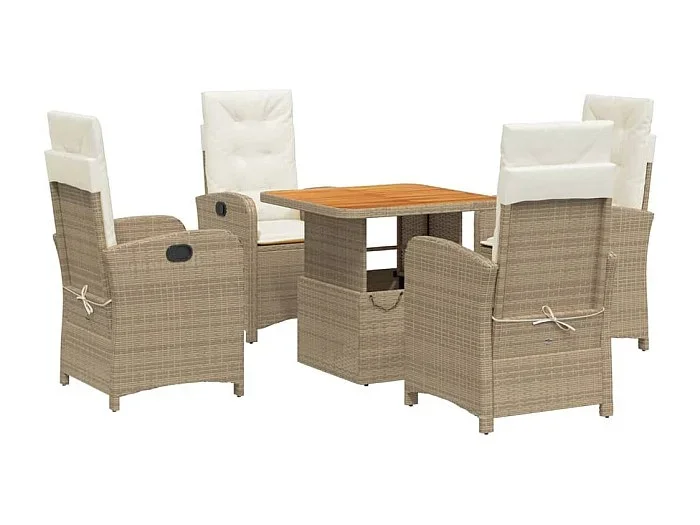 Gorham Set comedor de jardín 5 pzas con cojines ratán sintético beige