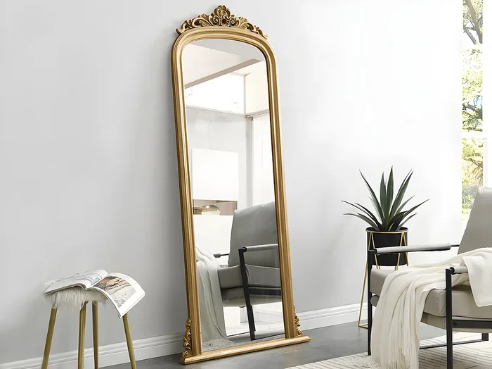 Gran espejo MERRY – madera de paulownia – Alt. 180 cm – Dorado