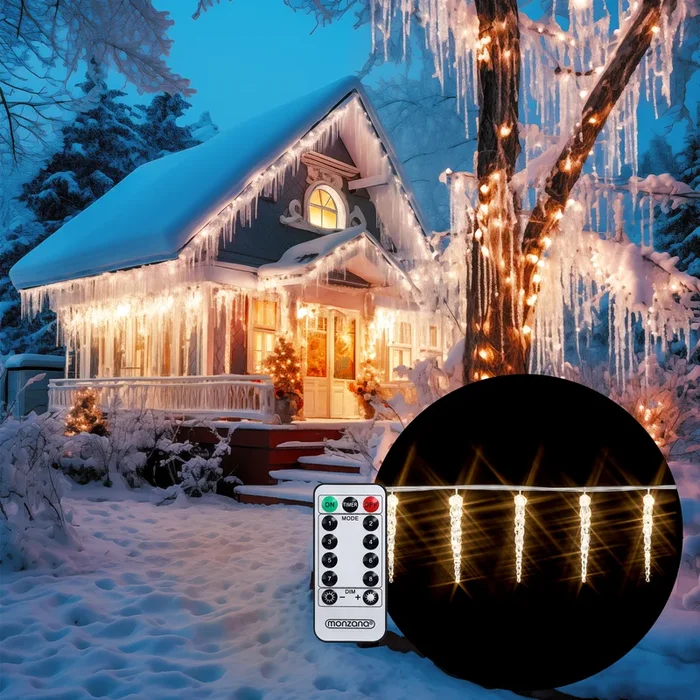Guirnalda navidad estalactita blanca 13m 80 LEDs