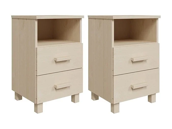 HAMAR mesitas de noche 2 piezas Marrón miel 40x35x62cm Madera maciza