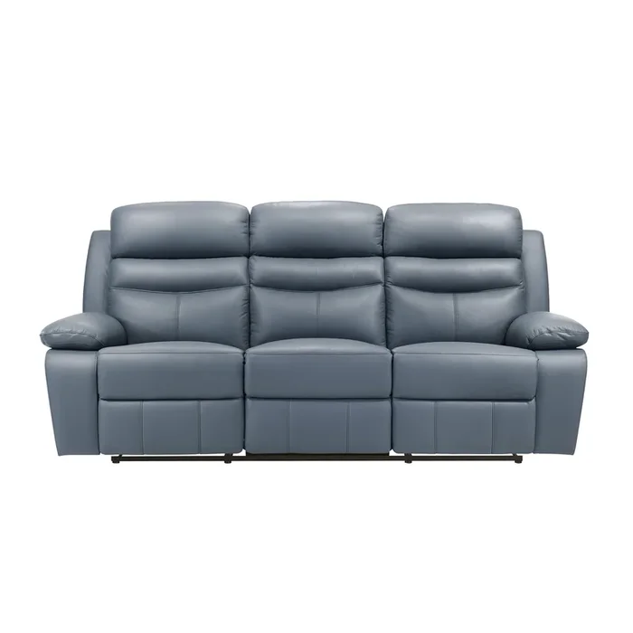 Hancock Blue Leather Double Reclining Sofa