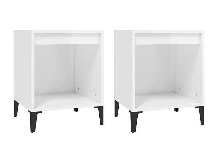 Hartford Mesitas de noche 2 unidades blanco brillante 40x35x50 cm