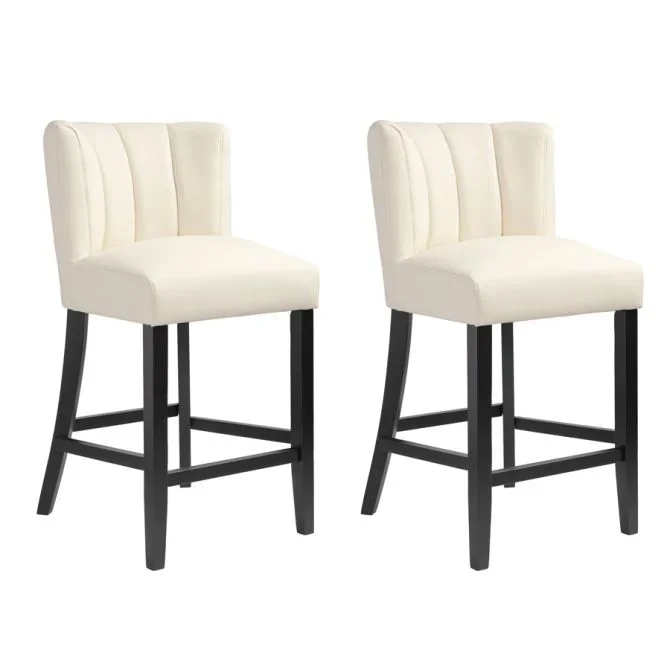 Hatfield Set de 2 Taburete de mostrador – Piel PU Crema