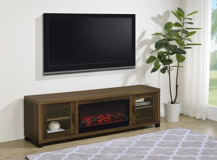 Havering Dark Pine 71-inch TV Stand Fireplace Media Console