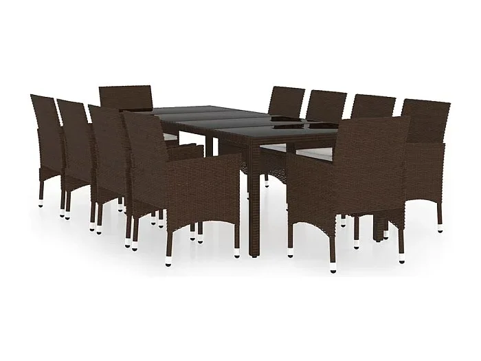 Havron Juego de comedor de jardín 11 piezas ratán sintético marrón