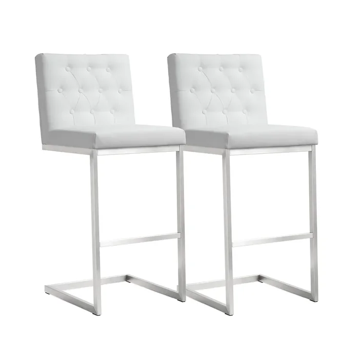 Helsinki White Performance Vegan Leather Stool – Set of 2