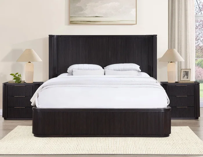 Henry Reeded King Bed, Espresso Finish
