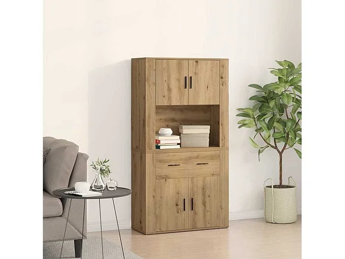 Highboard Roble artisan 80 x 33 x 150 cm Madera contrachapada