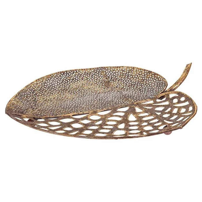 Hoja decoración de metal dorada 38×34.5×4.5