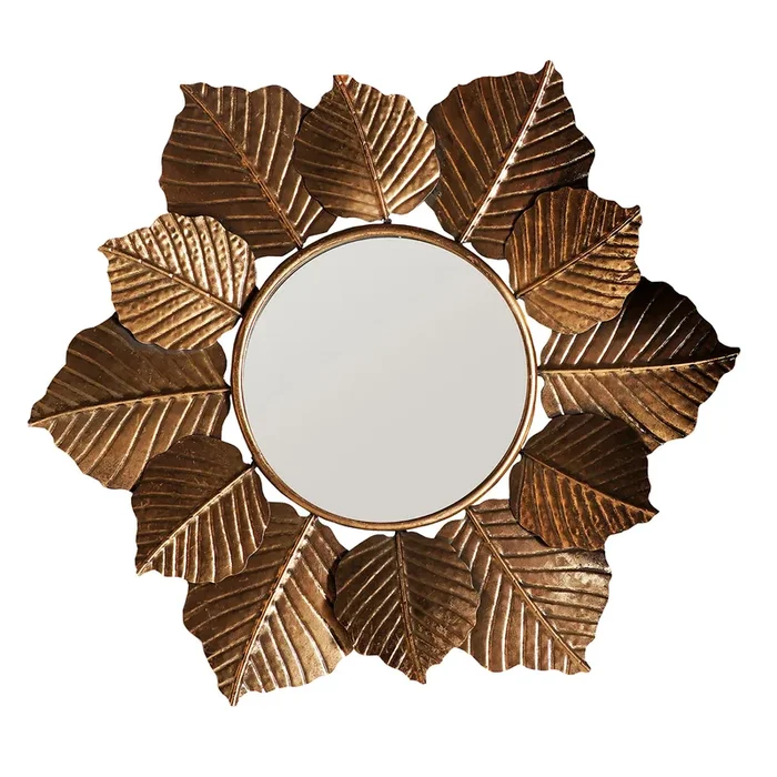 Hojas Espejo, de Hierro, en color Oro, de 60x5x70cm – Lastdeco