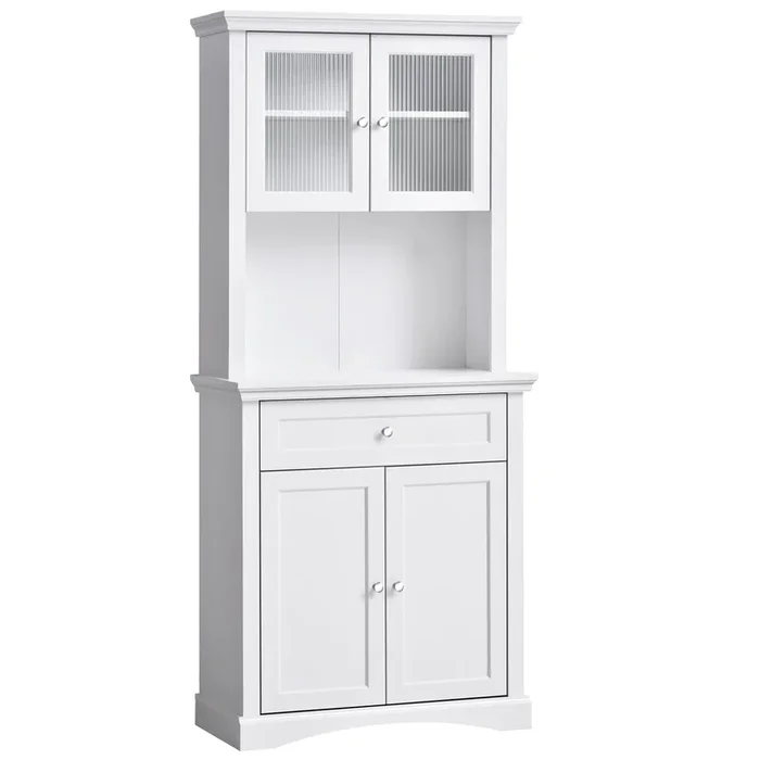 HOMCOM Alacena de Cocina Armario de Cocina Moderno con 1 Cajón 4 Puertas y Estantes Ajustables Carga 50 kg Mueble de Cocina para Comedor Salón 79x40x180 cm Blanco