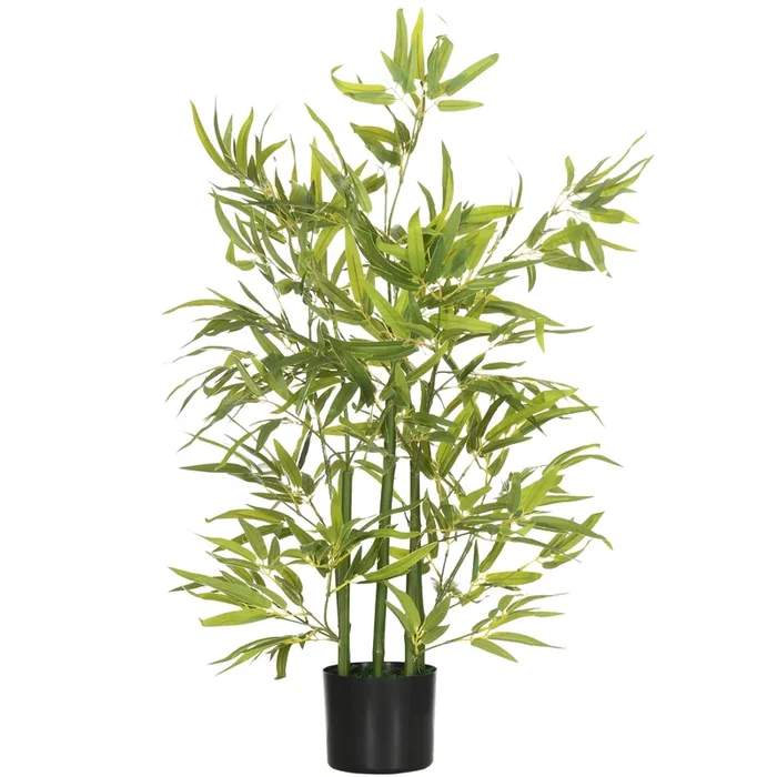 HOMCOM Árbol Artificial de Bambú 90 cm Planta Artificial Decorativa Grande Decoración para Hogar Oficina Balcón Dormitorio Verde