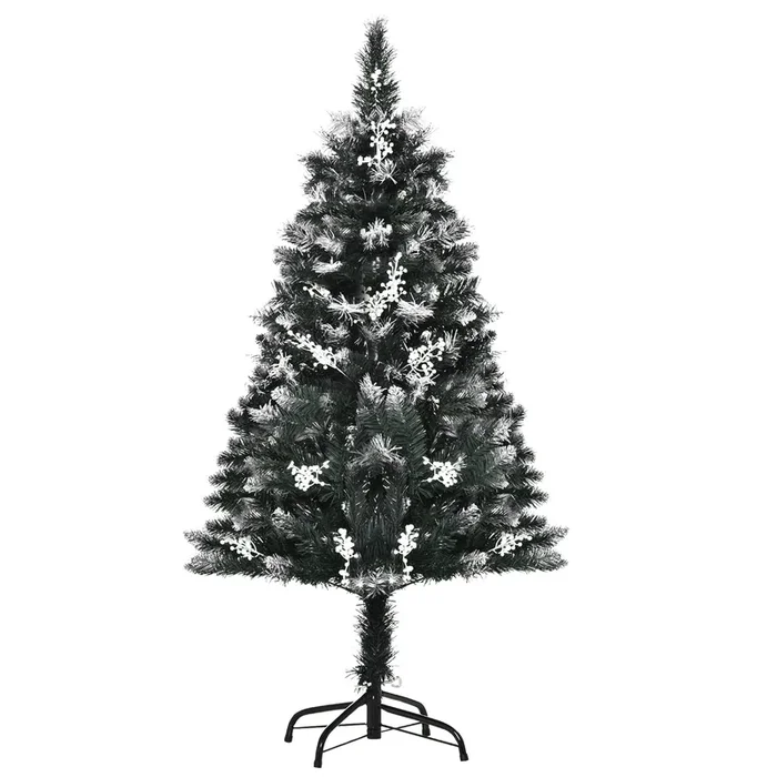 HOMCOM Árbol de Navidad 120 cm Árbol de Navidad Artificial con 222 Ramas 28 Decoraciones Soporte de Acero Base Plegable y Desmontable para Salón Verde