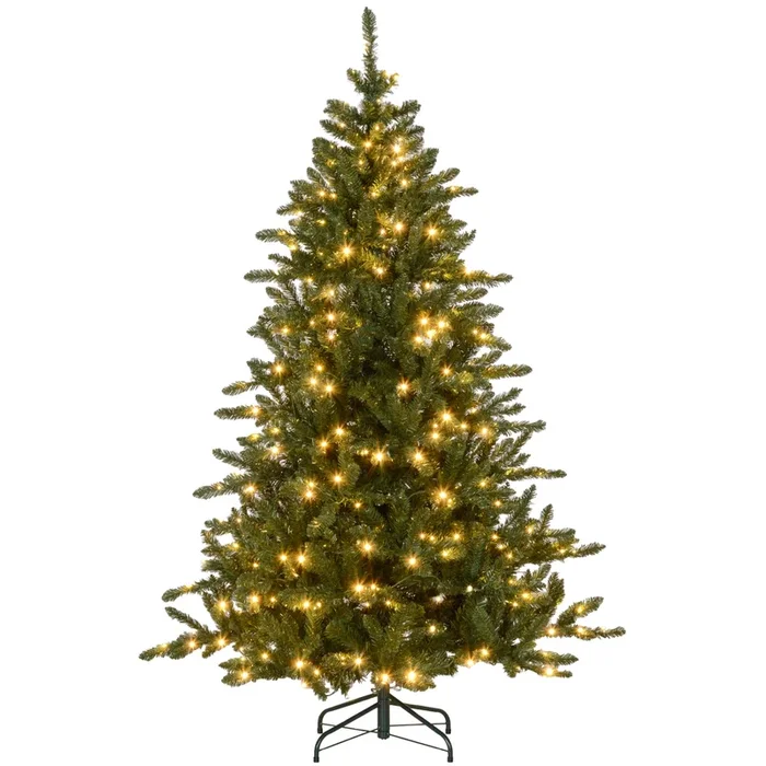 HOMCOM Árbol de Navidad 180 cm Árbol de Navidad Artificial con 310 Luces LED 872 Ramas y Patas de Metal Árbol Navideño para Salón Interior Verde
