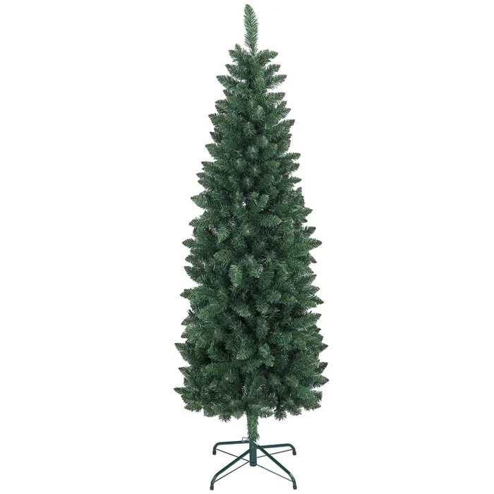 HOMCOM Árbol de Navidad Estrecho 183 cm Árbol de Navidad Grande Tipo Lápiz con Base Plegable y 479 Ramas para Dormitorio Oficina Verde