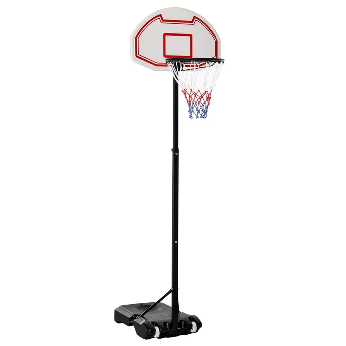 HOMCOM Canasta de Baloncesto con Altura Ajustable de 155-210 cm Canasta Portátil con Base Rellenable de Agua 30 kg o Arena 35 kg y Ruedas de Transporte para Niños Adultos Exterior Interior Multicolor