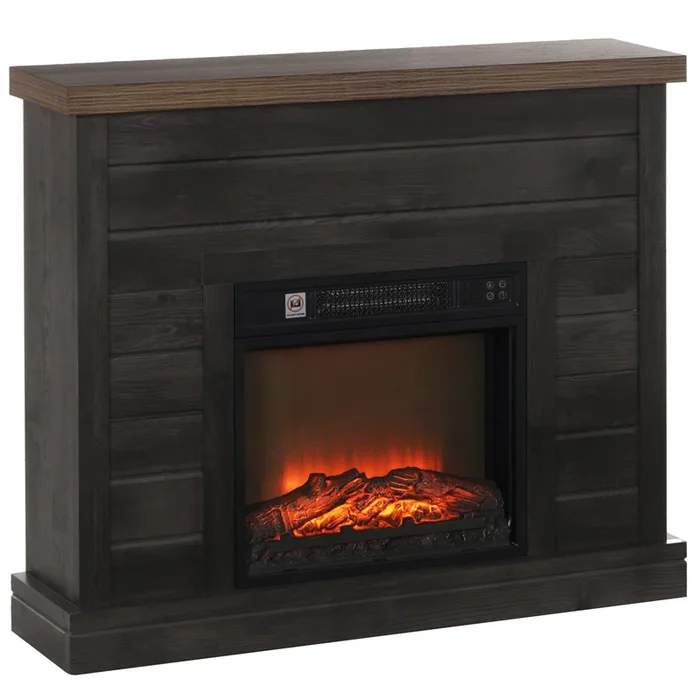 HOMCOM Chimenea Eléctrica, Chimenea Decorativa con Efecto de Llama, Calefacción 1800 W, Control Remoto, Temporizador Semanal, Protección Contra Sobrecalentamiento, Gris Oscuro