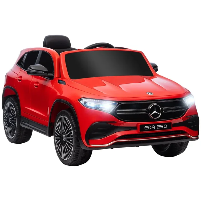 HOMCOM Coche Eléctrico para Niños Mercedes-Benz EQA Coche de Batería 12V con Control Remoto Música Bocina Velocidad 3-8 km/h para Niños de 3-8 Años 111,5x69x52,5 cm Rojo