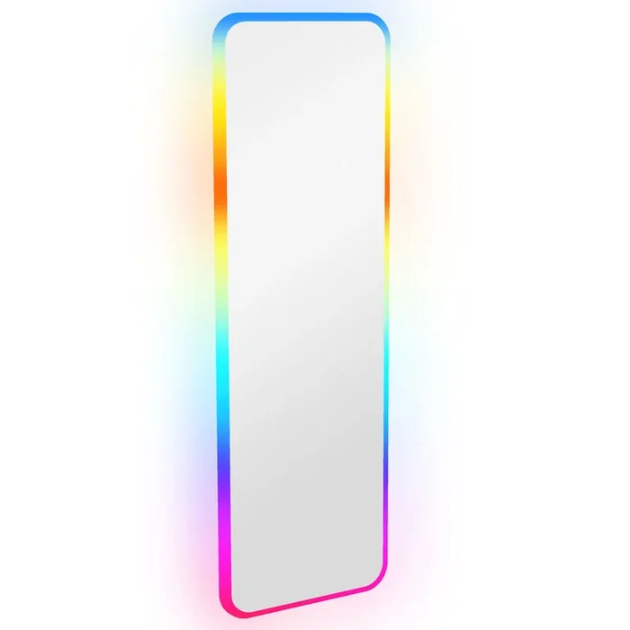 HOMCOM Espejo de Cuerpo Entero con Luces LED 120×40 cm Espejo Rectangular de Pared Ajustable con Iluminación de 7 Colores RGB y Función de Memoria para Dormitorio Vestidor
