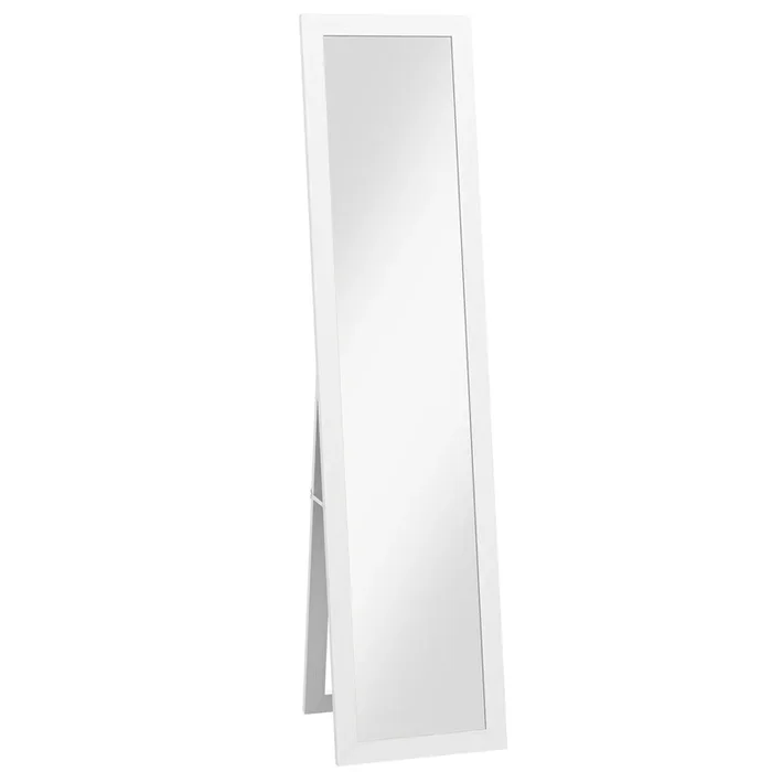 HOMCOM Espejo de Pie Cuerpo Entero 157×37 cm, Espejo Grande de Pared con Marco Bicolor, de Pie, Inclinado o Colgante, para Salón, Dormitorio, Pasillo, Entrada, Blanco