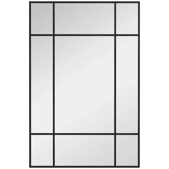 HOMCOM Espejo Rectangular de Pared 90×60 cm con Marco de Metal Espejo Decorativo para Salón Dormitorio Entrada Negro