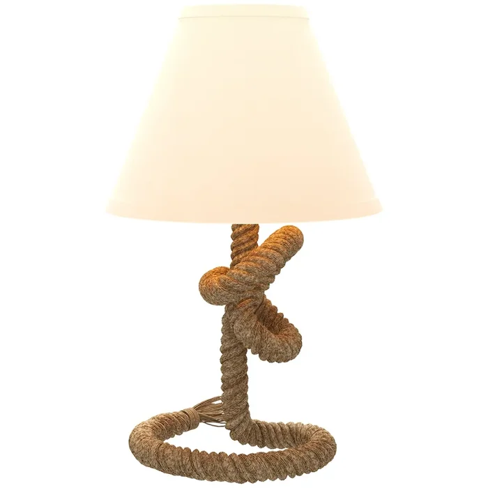 HOMCOM Lámpara de Mesa LED Lámpara de Mesita de Noche con Base de Metal Cuerda de Lino y Pantalla de Tela Bombilla E27 de Max.40W Luces de Blanco Cálido para Dormitorio Ø28×45,5cm Marrón y Beige