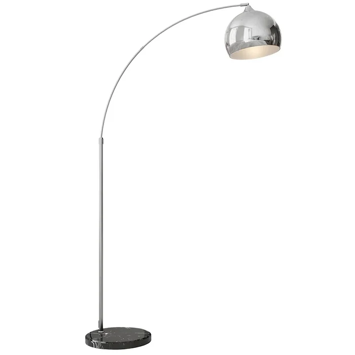 HOMCOM Lámpara de Pie Arco con Altura y Longitud Ajustable Lámpara de Lectura para Bombilla E27 Potencia Máx. 40 W con Interruptor de Pie 110-115x30x170-180 cm Plata y Negro