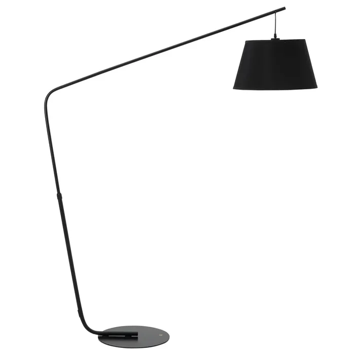 HOMCOM Lámpara de Pie en Forma Arco con Pantalla Colgante de Tela Casquillo E27 Máx. 40W e Interruptor de Pie Lámpara de Suelo Moderna para Salón Dormitorio 143x40x182 cm Negro