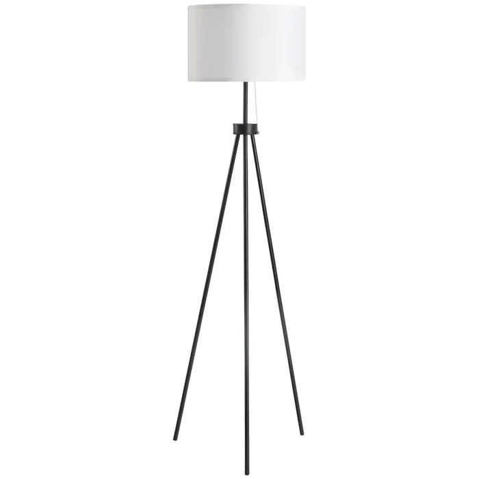 HOMCOM Lámpara de Pie Moderna Lámpara de Pie Salón con Pantalla Redonda Trípode y Casquillo E27 Lámpara para Dormitorio Sala de Estar Blanco y Negro