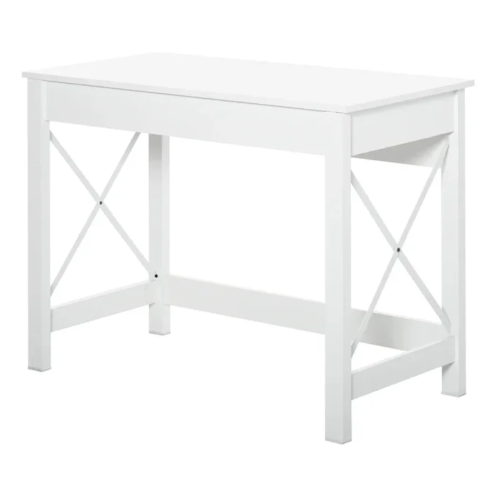 HOMCOM Mesa Escritorio Estilo Moderno Escritorio Fácil de Montar Mesa de Ordenador para Oficina Dormitorio Estudio 105x50x76 cm Blanco