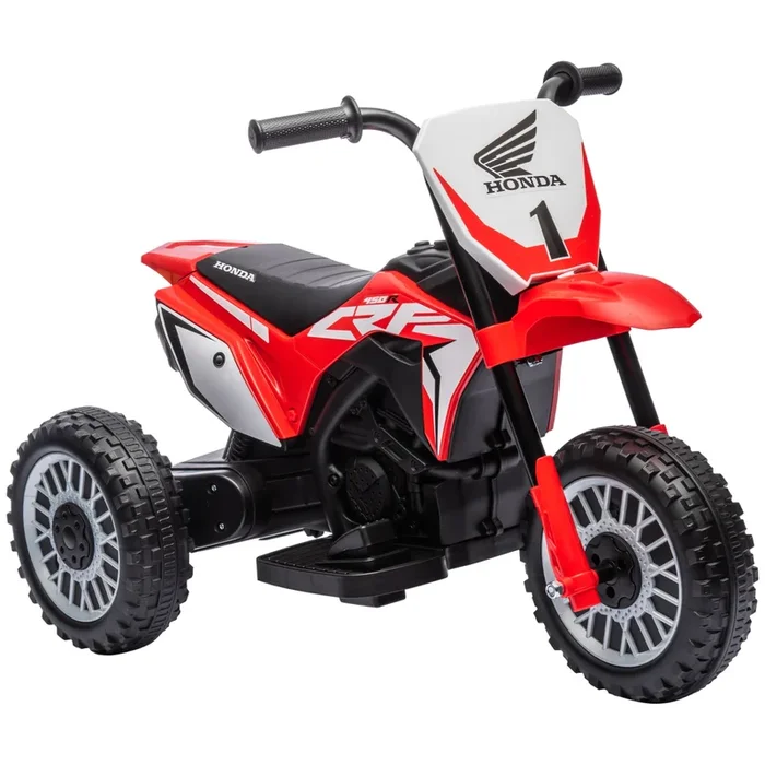 HOMCOM Moto Eléctrica con Licencia Honda CRF450RL para Niños de +18 Meses Motocicleta de Batería 6V con Velocidad 3 km/h Bocina y Sonido de Arranque Carga 25 kg 71×40,5×43,5 cm Rojo