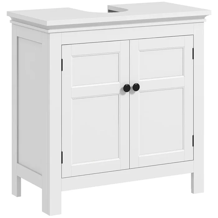 HOMCOM Mueble Bajo Lavabo Moderno Mueble de Baño con Estante Ajustable y Puertas Magnéticas para Lavabos sin Pedestal 60x30x60 cm Blanco