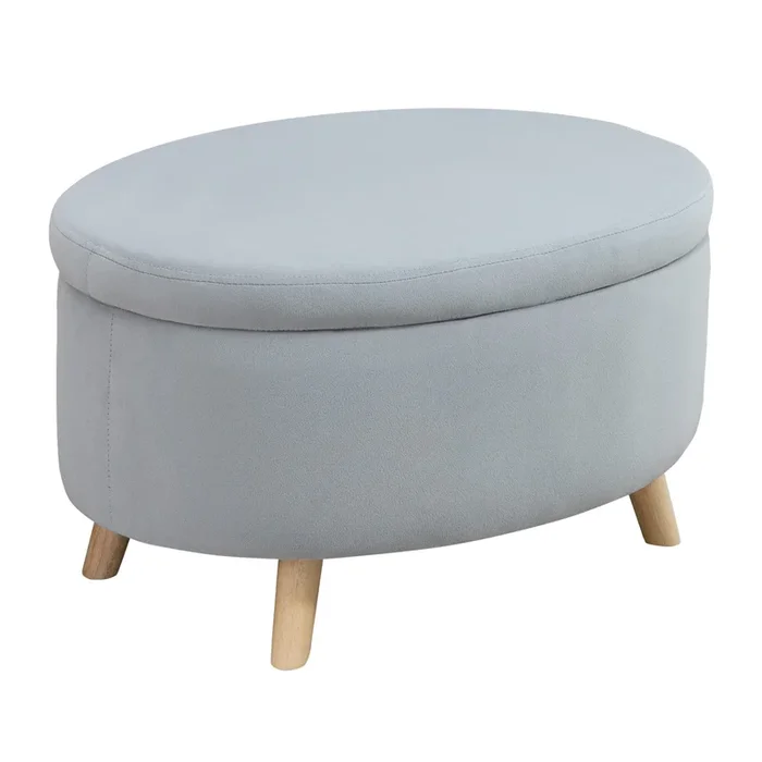 HOMCOM Otomana Puff Tapizada en Terciopelo Acolchada Taburete de Almacenaje con Tapa Extraíble y Patas de Madera para Dormitorio Salón Pasillo 71×51,5×42 cm Gris