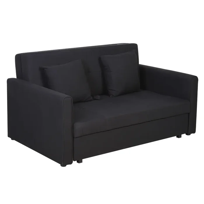 HOMCOM Sofá Cama de 2 Plazas Tapizado en Algodón con 2 Cojines Desmontables Reposabrazos y Base de Almacenaje Sofá Doble Moderno para Salón Oficina 152x101x81 cm Gris Carbón