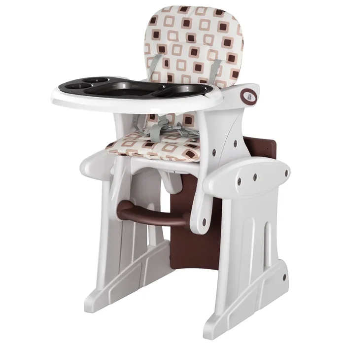 HOMCOM Trona para Bebés 2 en 1 para 6 Meses a 6 Años Transformable en Mesa y Silla Multifuncional Ajustable en 3 Posiciones Respaldo Alto Acolchado con 2 Bandejas Extraíbles 57x59x105 cm Blanco