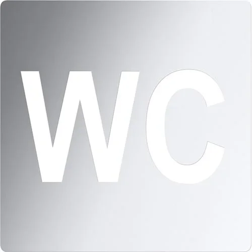 Icono para WC 12 x 12 cm, acero inoxidable/plateado