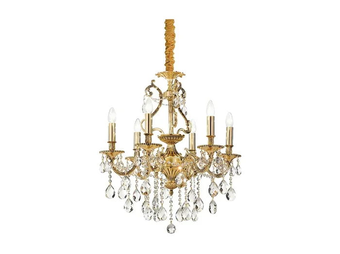Ideal Lux Gioconda – Araña de luces de cristal con 6 luces, acabado en oro antiguo, E14